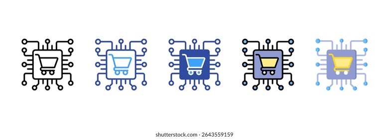 Conjunto de iconos de estilo múltiple de Carrito inteligente