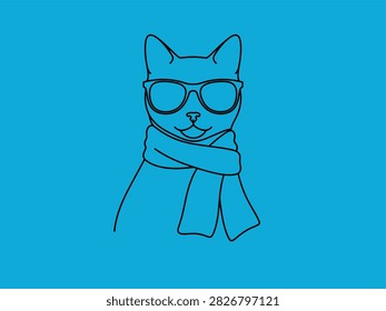 Smart Cat Line Art
