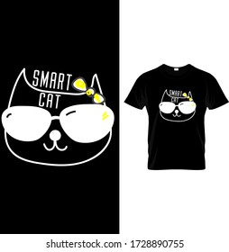 gatito inteligente con gafas de sol moderna ilustración vectorial diseño de camiseta