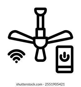 Smart ceiling fan icon line style transparent