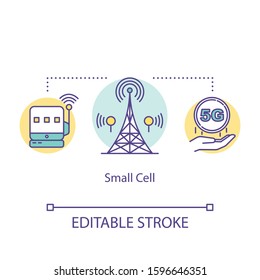 Smart Cell Concept Icon. 5G Technologies Idea Thin Line Illustration. Mobile Communication. High-speed Connection. Telecommunication Tower. Vector Isolated Outline Drawing. Editable Stroke