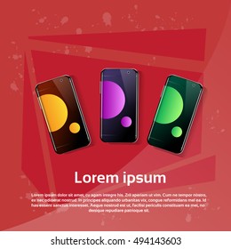 Smartphone-Farbset Flache Vektorgrafik