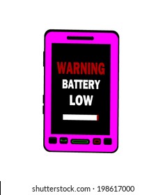 smart cell phone with warning battery low display