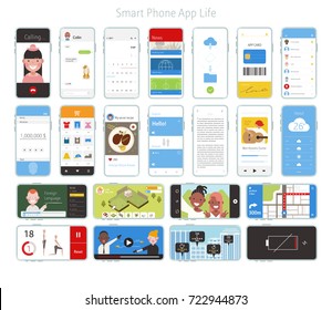 smart cellphone application user interface template UI UX vector illustration flat design