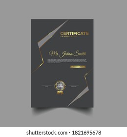 Plantilla de diseño de certificado de apreciación inteligente con formas modernas