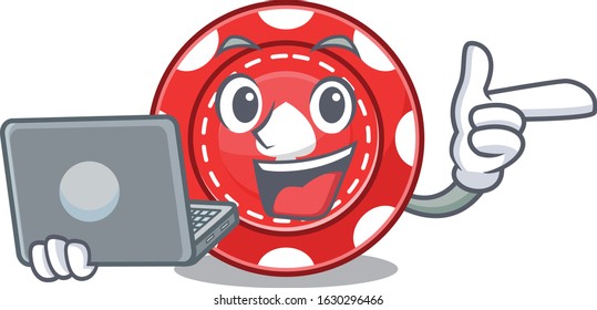 Smart character of gambling chips working with laptop