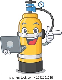 Smart character of oxygen cylinder working with laptop