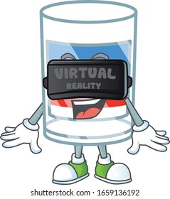 A smart character of USA stripes glass with Virtual reality headset