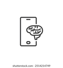 Smart Charging Line-Symbol. lineares Design für mobiles Konzept und Webdesign. Smartphone mit einem Gehirnumriss, Vektorsymbol. Symbol, Logo-Abbildung. Vektorgrafiken