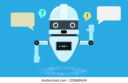 Smart chatbot assistant conversation, online customer support robot. Flat style Vector illustration.