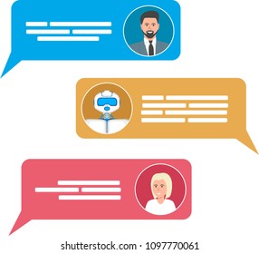 Smart chatbot for your business concept. Future internet marketing. Trendy chatbot application with dialogue window. Smart chatbot for your business. Futuristic artificial intelligence technology