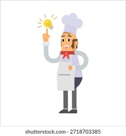 Chef inteligente que señala tener una Ilustración vectorial de ideas de recetas