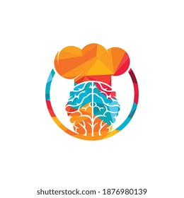 Smart chef vector logo design concept. Brain and chef hat icon.