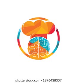 Smart chef vector logo design concept. Brain and chef hat icon.