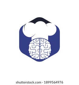Smart chef vector logo design concept. Brain and chef hat icon.