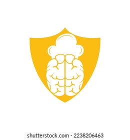 Smart chef vector logo design concept. Brain and chef hat icon.