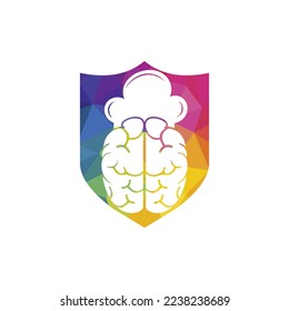 Smart chef vector logo design concept. Brain and chef hat icon.