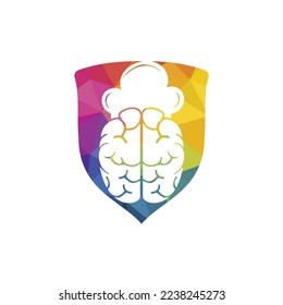 Smart chef vector logo design concept. Brain and chef hat icon.