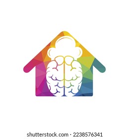 Smart chef vector logo design concept. Brain and chef hat icon.