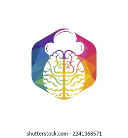 Smart chef vector logo design concept. Brain and chef hat icon.