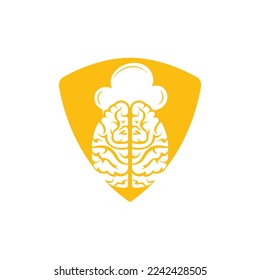 Smart chef vector logo design concept. Brain and chef hat icon.