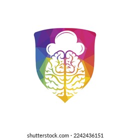 Smart chef vector logo design concept. Brain and chef hat icon.