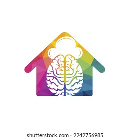 Smart chef vector logo design concept. Brain and chef hat icon.
