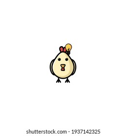 Smart Chicken Cartoon Character Vector Illustration Design. Cute, Funny, FUn, Outline, And Happy Style. Recomended For Children Design, Chicken Shop Mascot, And Other.