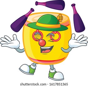 Smart chinese gold drum cartoon character design playing Juggling