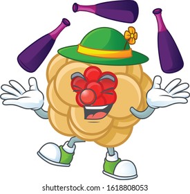 Smart chinese gold flower cartoon character design playing Juggling