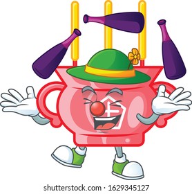 Smart chinese red incense cartoon character design playing Juggling
