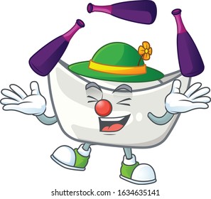 Smart chinese silver ingot cartoon character design playing Juggling
