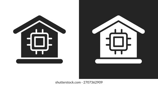 Smart Chip Icon In Black And White Glyph Style