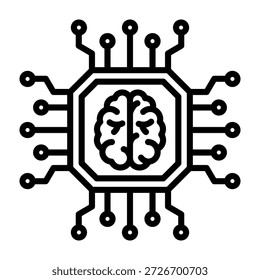 Ilustração de vetor de design de linha de ícone de chip inteligente