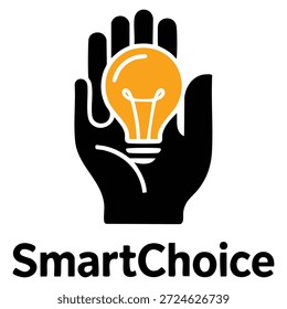 Smart Choice Vektor Logo Vorlage mit Lampe Symbol geeignet für Business kreative Idee Entscheidungskonzept Marketingstrategie und moderne Branding-Themen