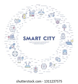 Smart City Background. Flat Design. Vector Illustration.