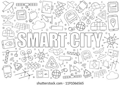 Smart city background from line icon. Linear vector pattern. Vector illustration