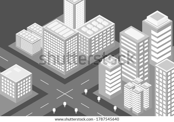 Smart city or smart
building isometric vector concept. A modern smart city, urban
planning and development, the infrastructure of buildings with city
services.