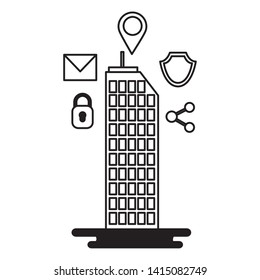 smart city building security share mail location vector illustration