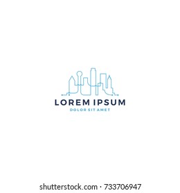 Smart City Building Skyline Tech Logo Template Vector Icon