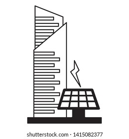 smart city building solar panel energy vector illustration