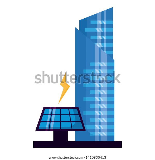 smart city building solar panel energy\
vector illustration