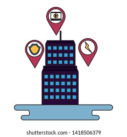 smart city building technology wireless vector illustration