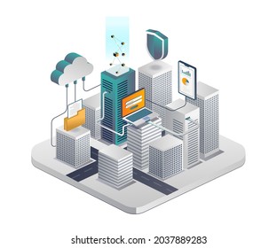 Smart city with cloud server and smartphone data security