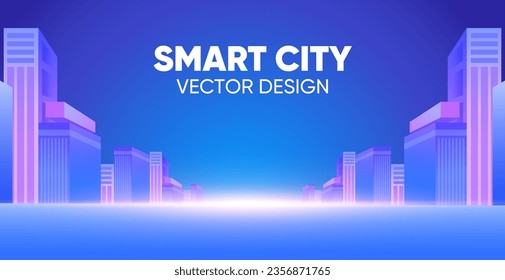 Smart city, colorful futuristic cityscape with bright and vibrant