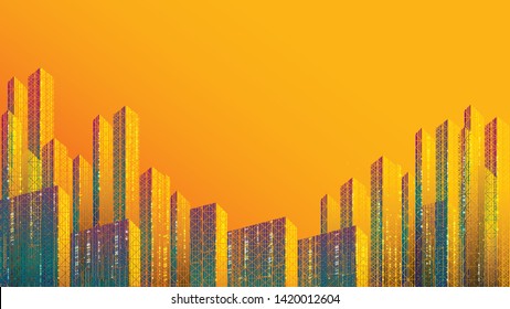 Smart City, communication, network, connection. Futuristic colorful design. Size ratio 1920x1080 px. EPS10, Vector, Illustration. svg