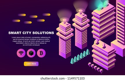 Smart City Company Landing Page Isometric Stock Vector (royalty Free 