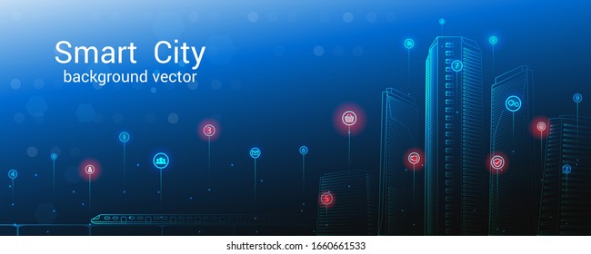 Smart city concept.Sky background. Future city or smart city concept.
