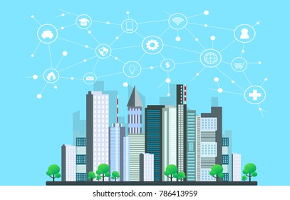 Smart city concept design of vector.