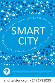 Smart city concept, modern design. Urban landscape with infographic elements. Design for Web Page, Banner, Poster, Print etc. Vector Illustration.